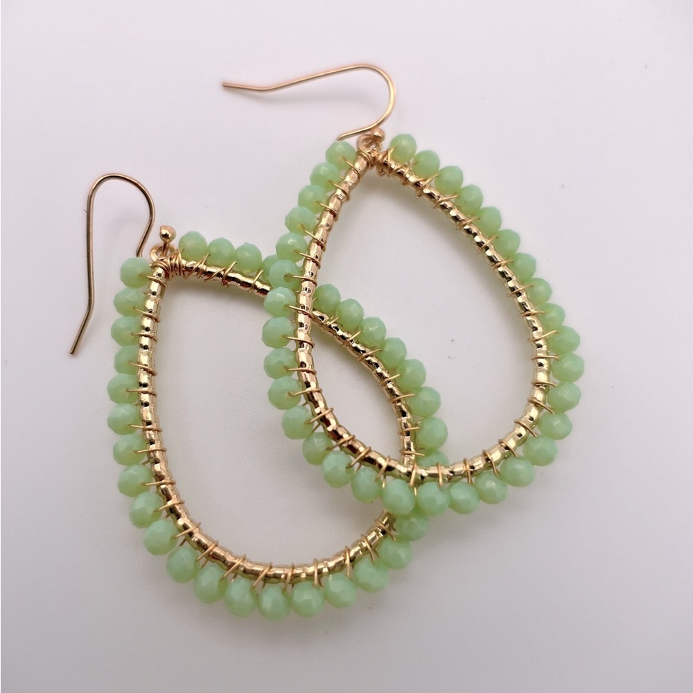 Anthro Del Mar Beaded Tear Drop Earrings